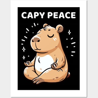 Funny Capybara Meditating Capybara Zen Posters and Art